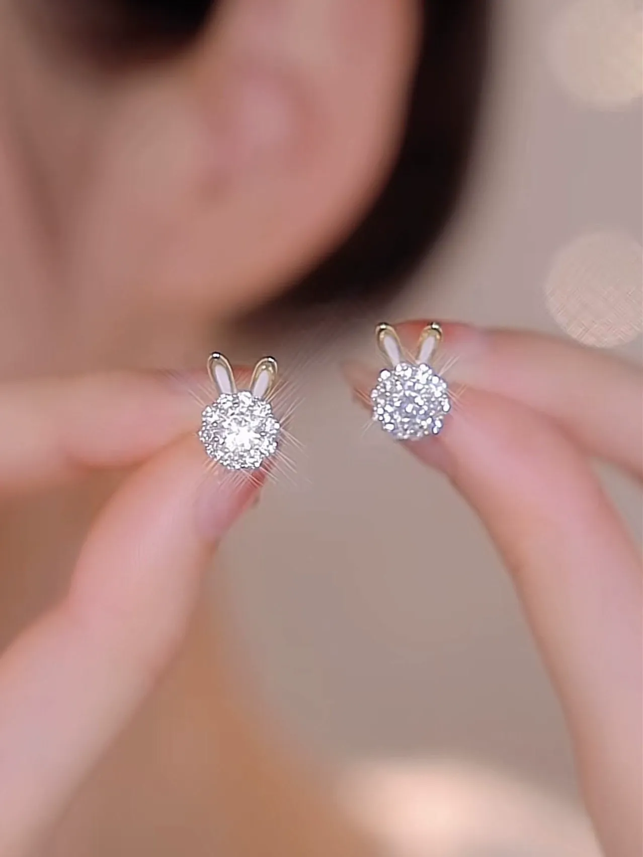 Rotatable Bunny Stud Earrings – Fresh and Sweet Style