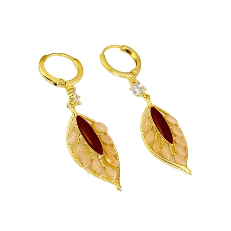 2025 New Hot-Selling Red Leaf Earrings – Light Luxury Design with Elegant Premium Feel