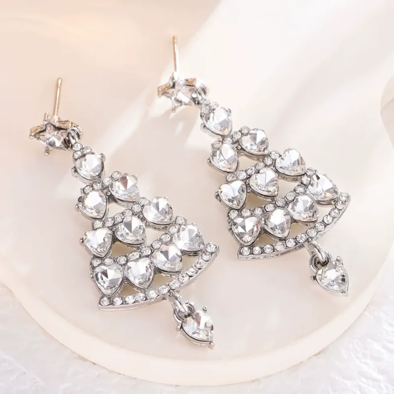 Christmas Tree Earrings for Women – 925 Silver Post Elegant Drop Design, Stylish and Face-Slimming Holiday Jewelry