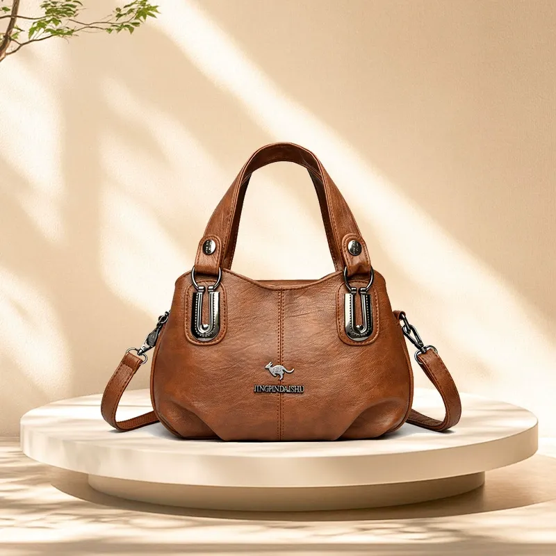 2025 New Women's Large-Capacity Handbag – Soft Leather Shell Bag with Top Handle, Shoulder, and Crossbody Options