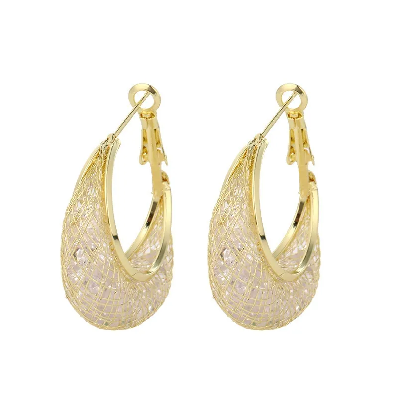 Gold Mesh Hoop Earrings – INS Trendy Fashion Lightweight Luxury Style Statement Earrings