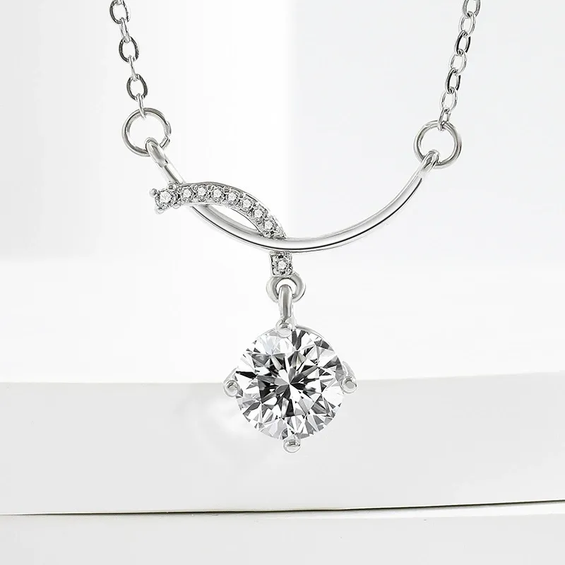 Elegant 925 Sterling Silver Twist Design Pendant Necklace – Minimalist Light Luxury Jewelry for Women