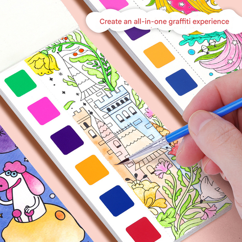 Children is Watercolor Coloring Book with Built-In Paints ——Magic Garden
