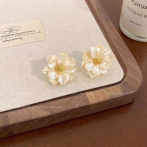 Super fairy camellia flower earrings for women high-end fashion all-match earrings
