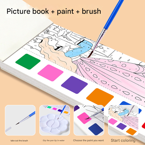 Children is Watercolor Coloring Book with Built-In Paints ——Magic Garden