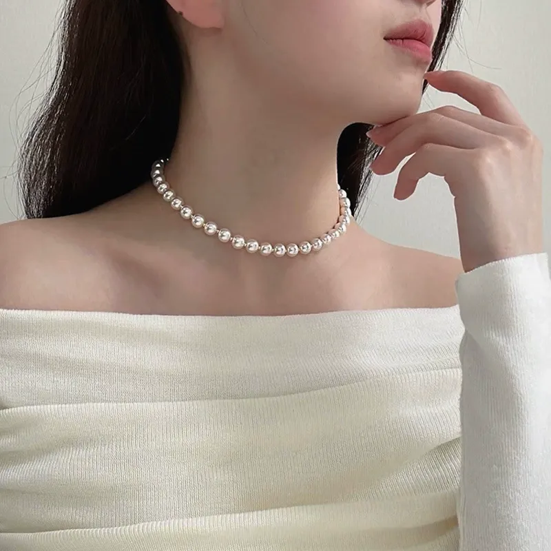 Parisian Glide Pearl Choker | Petit Pavé Chain w丨Curated Drop - Sculptural Décolleté