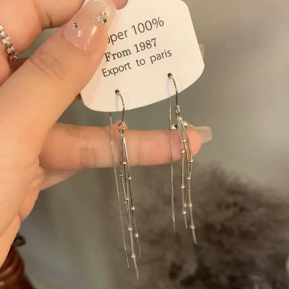 Metal tassel ear thread silver needle high-end ear accessories