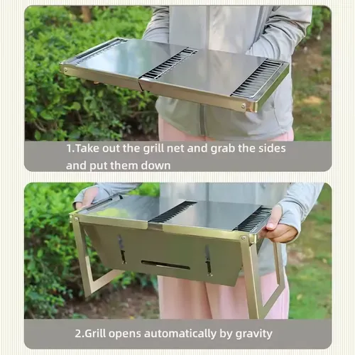 🔥🔥2024 New Design Hot Sale Portable Camping BBQ Grill 3 Hight Adjustable Stainless Steel Folding 129 sales