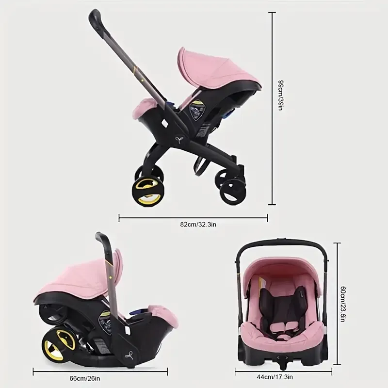 4-in-1 Baby Stroller - Adjustable Pushchair With Canopy, Compact Foldable Infant Carriage