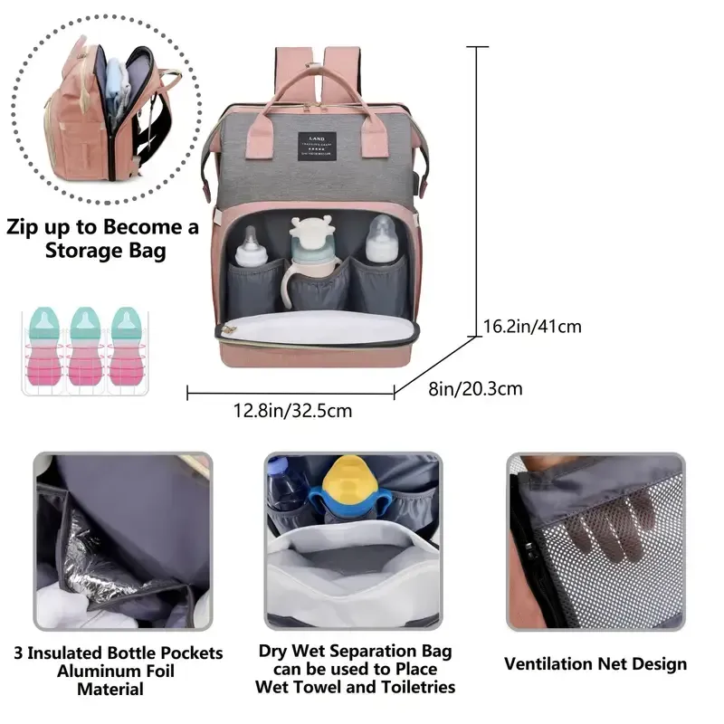 Lamroro Moire Diaper Bag Backpack