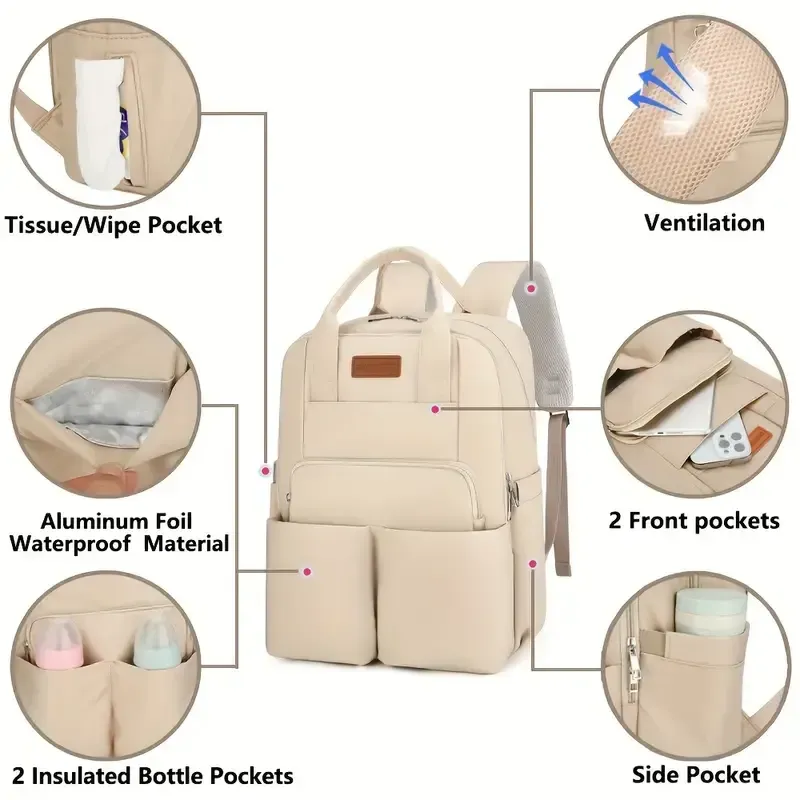 Lamroro Plain Color Diaper Bag