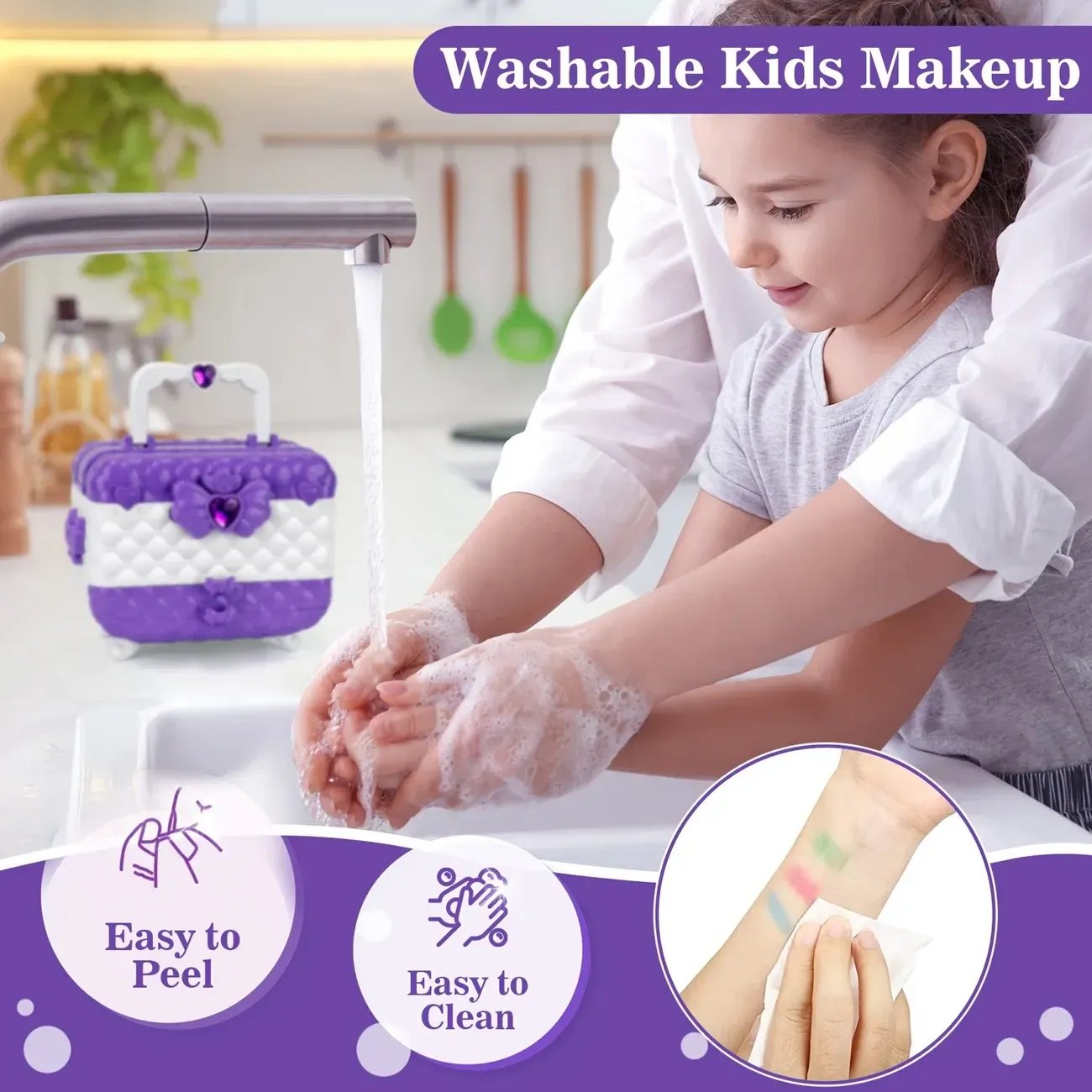 55pcs Kids Makeup Kit For Girl-Washable
