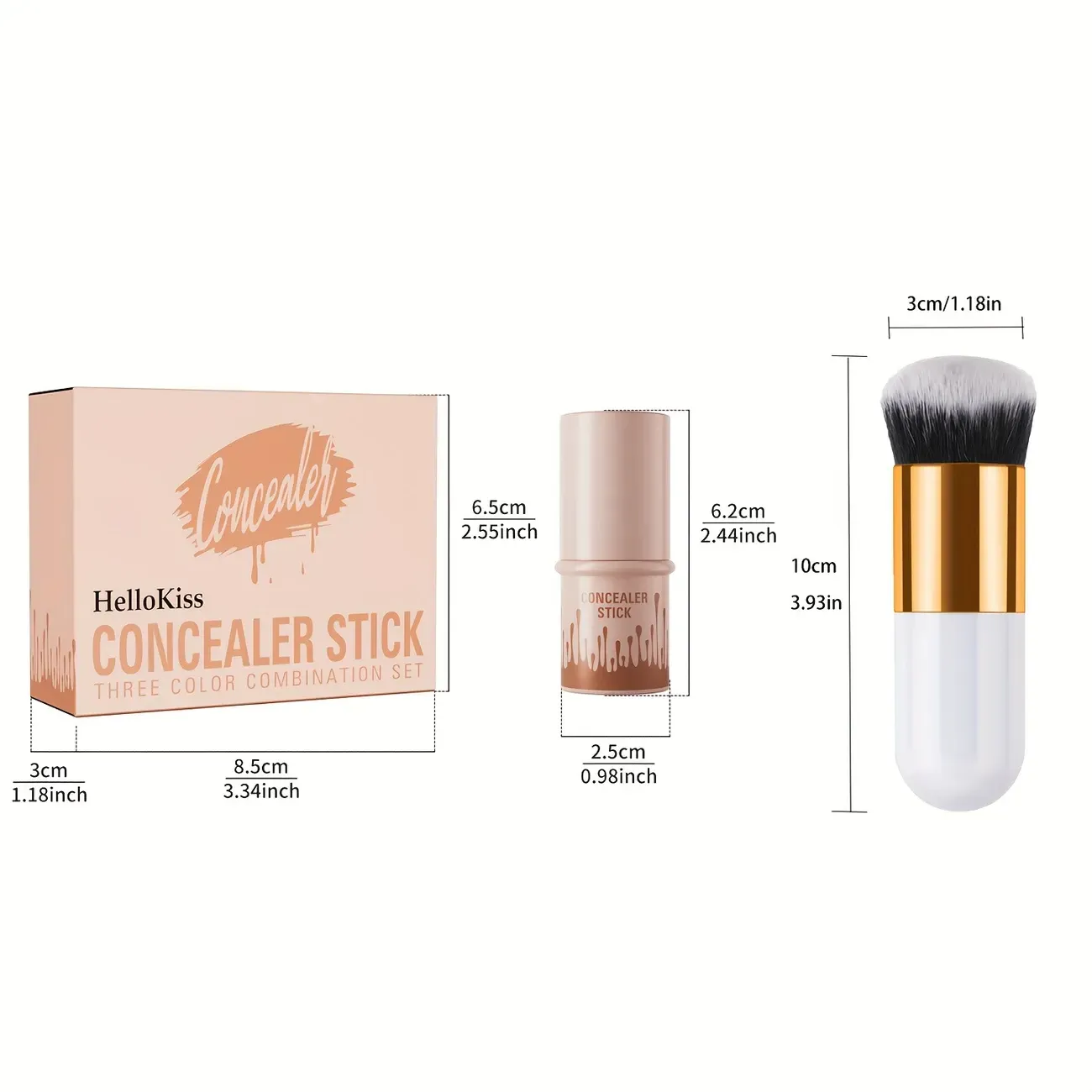 3pcs Cream Contour Kit with Brush for a Flawless Look