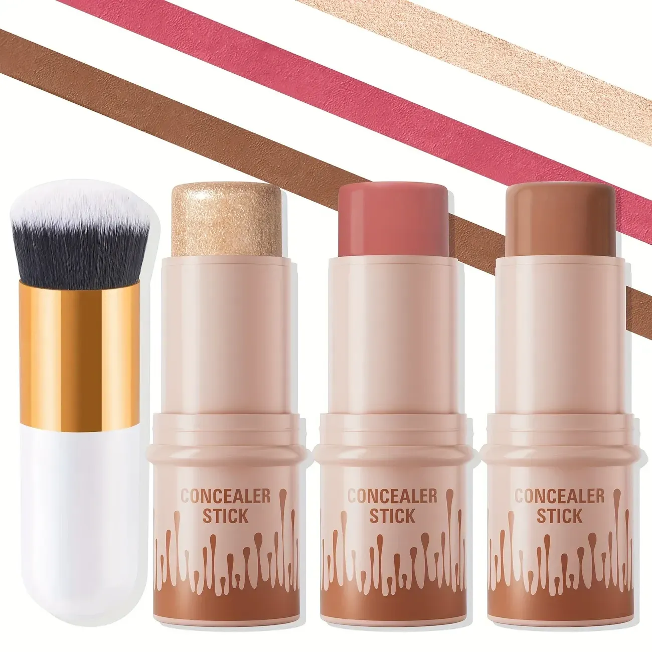 3pcs Cream Contour Kit with Brush for a Flawless Look