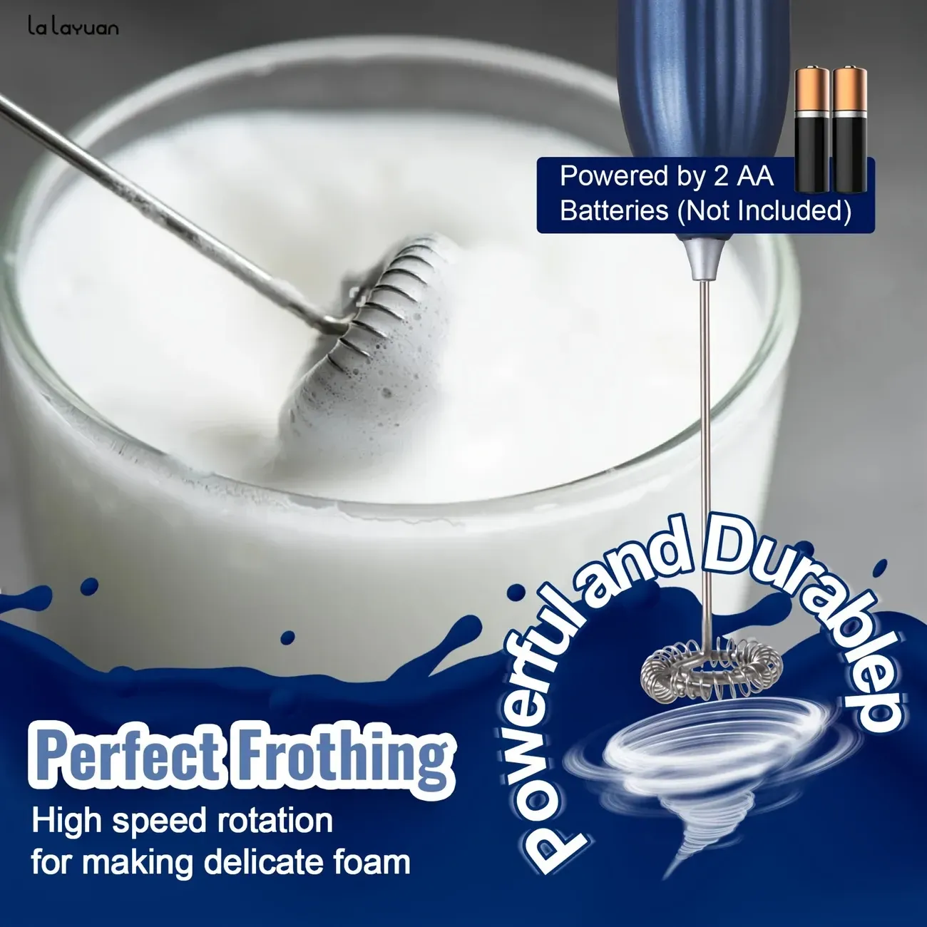 Lalayuan Powerful Electric Milk Frother & Whisk