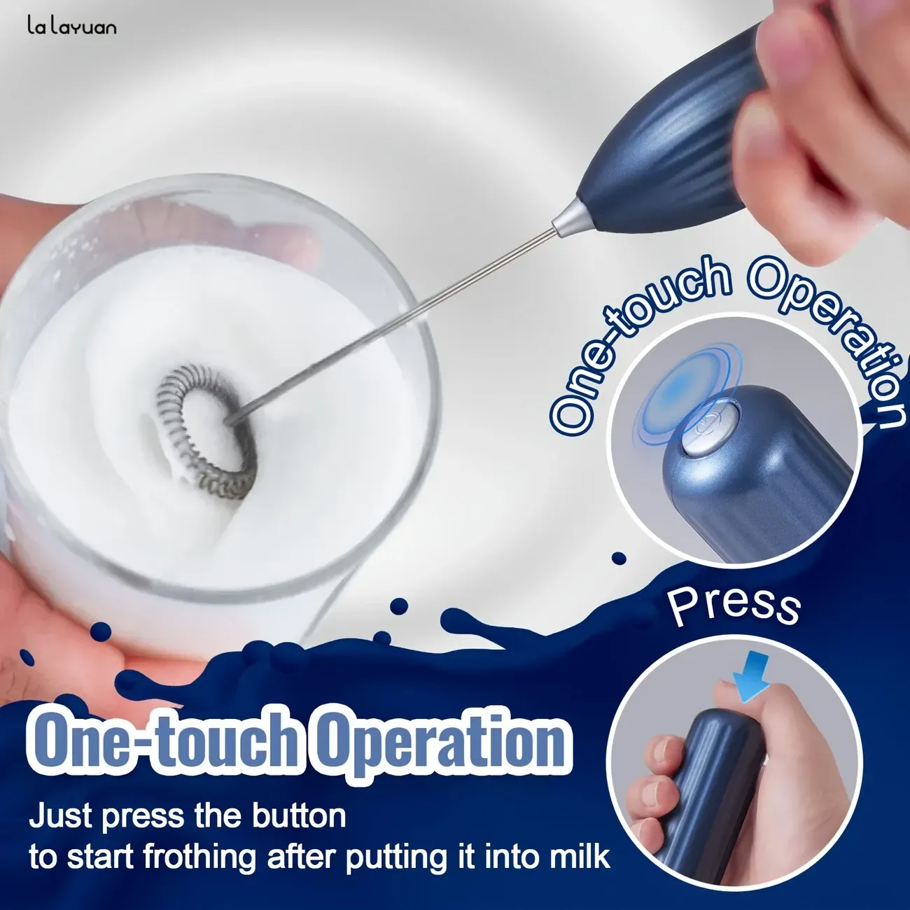 Lalayuan Powerful Electric Milk Frother & Whisk