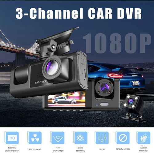 3 Cameras Dash Cam Multi-Language Clear Car Rearview Mirror Car Video Recording Camcorder with 32G memory card