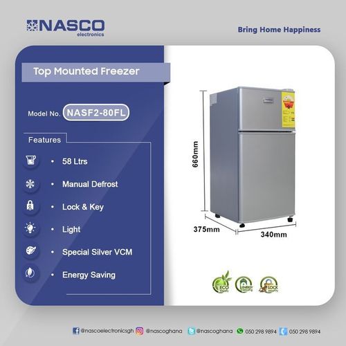 Double Door Table Top Fridge - 58 Liters - Silver
