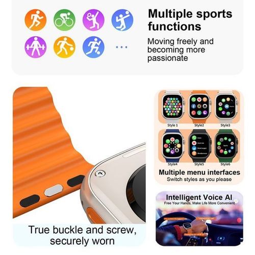I20 Ultra Max Smart watch Ultra 10 in1 Waterproof 7 Straps + Protective Case + Earphones Gold