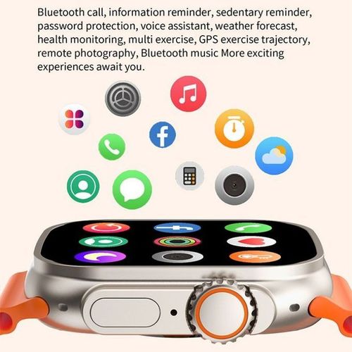 I20 Ultra Max Smart watch Ultra 10 in1 Waterproof 7 Straps + Protective Case + Earphones Gold