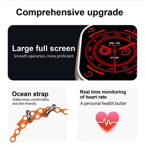 I20 Ultra Max Smart watch Ultra 10 in1 Waterproof 7 Straps + Protective Case + Earphones Gold