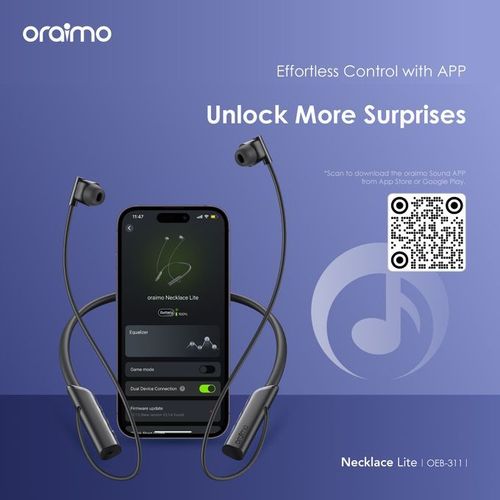 Oraimo Necklace Lite Call Vibration Wireless Headphones - Black
