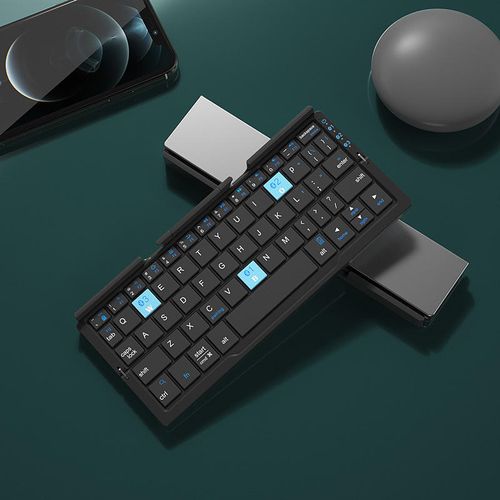 Geyes Bluetooth Wireless Folding Keyboard, Compatible with Three Systems and Dual Channels for Mobile Phones, Tablets and Computers
