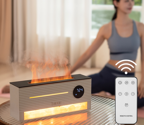 Desktop Rock - style Aromatherapy Machine, a Timed Ultrasonic Humidifier with Simulated Flame Function
