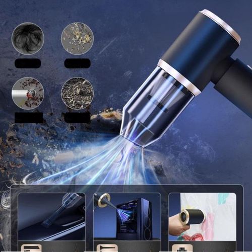 Car vacuum cleaner with dual functions of suction and blowing. It's a wireless mini vacuum, suitable for both car and home use. It's an electric dust blower too.