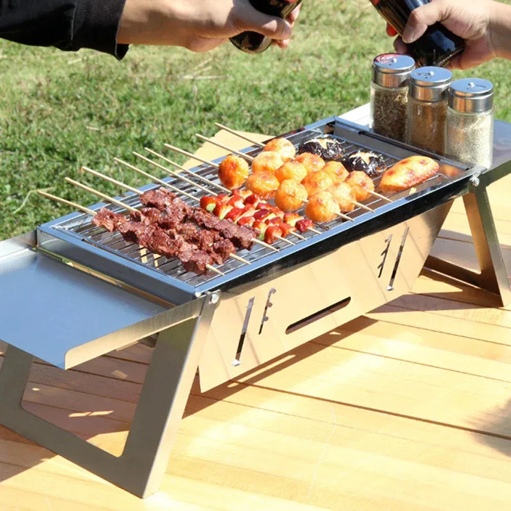 🔥🔥2024 New Design Hot Sale Portable Camping BBQ Grill 3 Hight Adjustable Stainless Steel Folding 129 sales