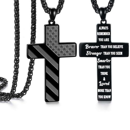 Tiktok Hot Selling Cross Pendant Stainless Steel Necklace Birthday Gift American Easter Christmas Gift Fashion Necklace