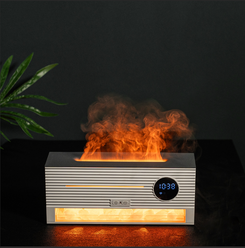 Desktop Rock - style Aromatherapy Machine, a Timed Ultrasonic Humidifier with Simulated Flame Function