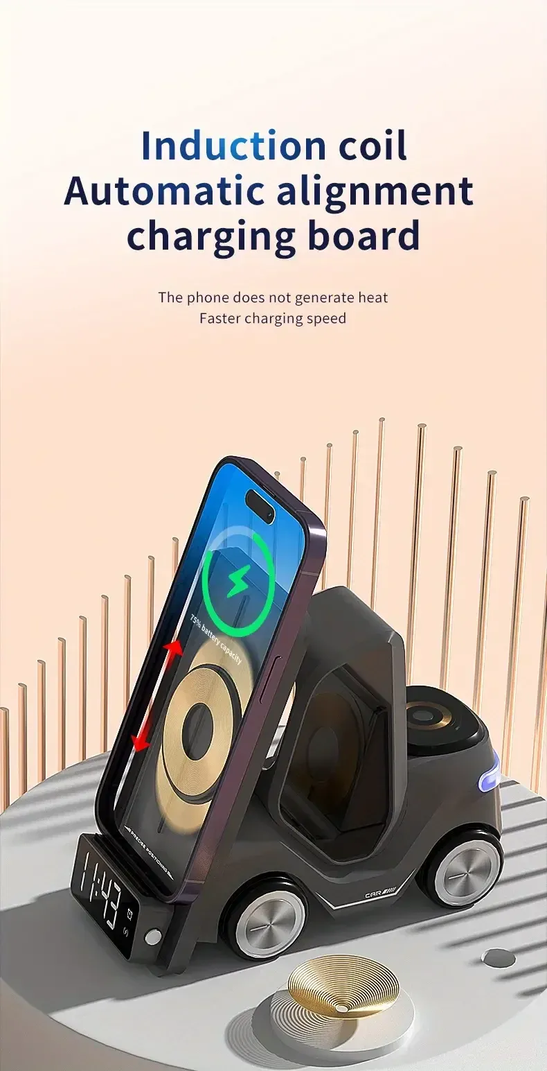 Qi-Certified charging haven - All-in-One Desktop Charging Hub for iPhone, Samsung, Apple Watch & AirPods - Effortless Multifunctional Wireless Dock
