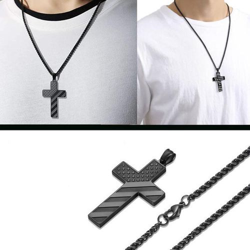 Tiktok Hot Selling Cross Pendant Stainless Steel Necklace Birthday Gift American Easter Christmas Gift Fashion Necklace