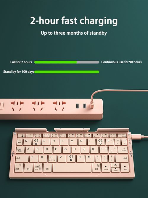 Geyes Bluetooth Wireless Folding Keyboard, Compatible with Three Systems and Dual Channels for Mobile Phones, Tablets and Computers