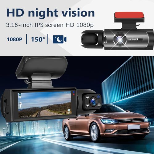 Dash cam with WIFI dual recording, 1080P high definition. Front and interior car recording with infrared night vision. Equipped with a 3.16 - inch screen, it's a great in - car recorder.