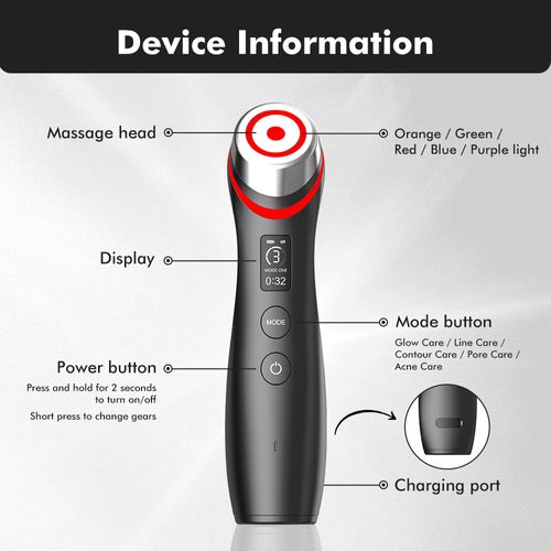 😍New arrival! 5-color light beauty instrument with EMS microcurrent and vibration massage. Red and blue light care for tightening pores. Helps you glow and start a new beauty journey. Come and try it if you love beauty! 😘