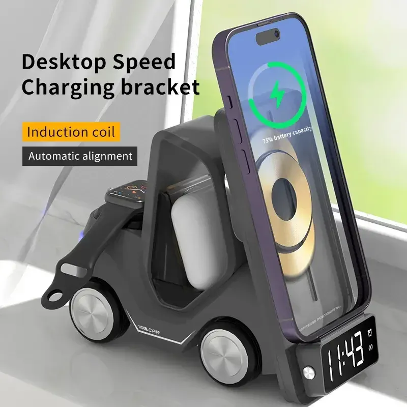 Qi-Certified charging haven - All-in-One Desktop Charging Hub for iPhone, Samsung, Apple Watch & AirPods - Effortless Multifunctional Wireless Dock