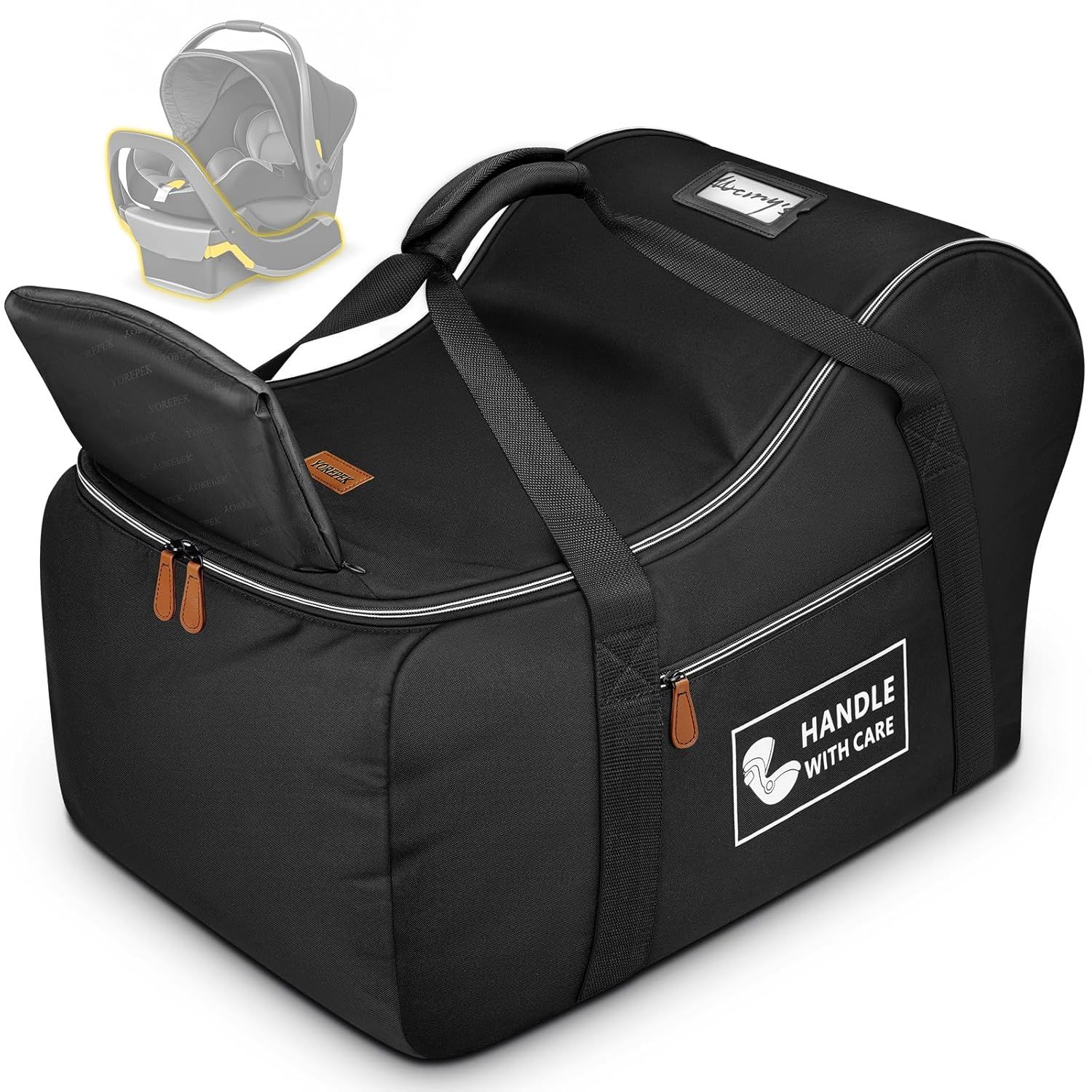 YOREPEK Car Seat Travel Bag Fits Infant Carseat with Anti-Rebound Bar Base, Padded Carseat Bags for Air Travel, Car Seat Airplane Cover with Side Pocket for Baby Essentials, Black