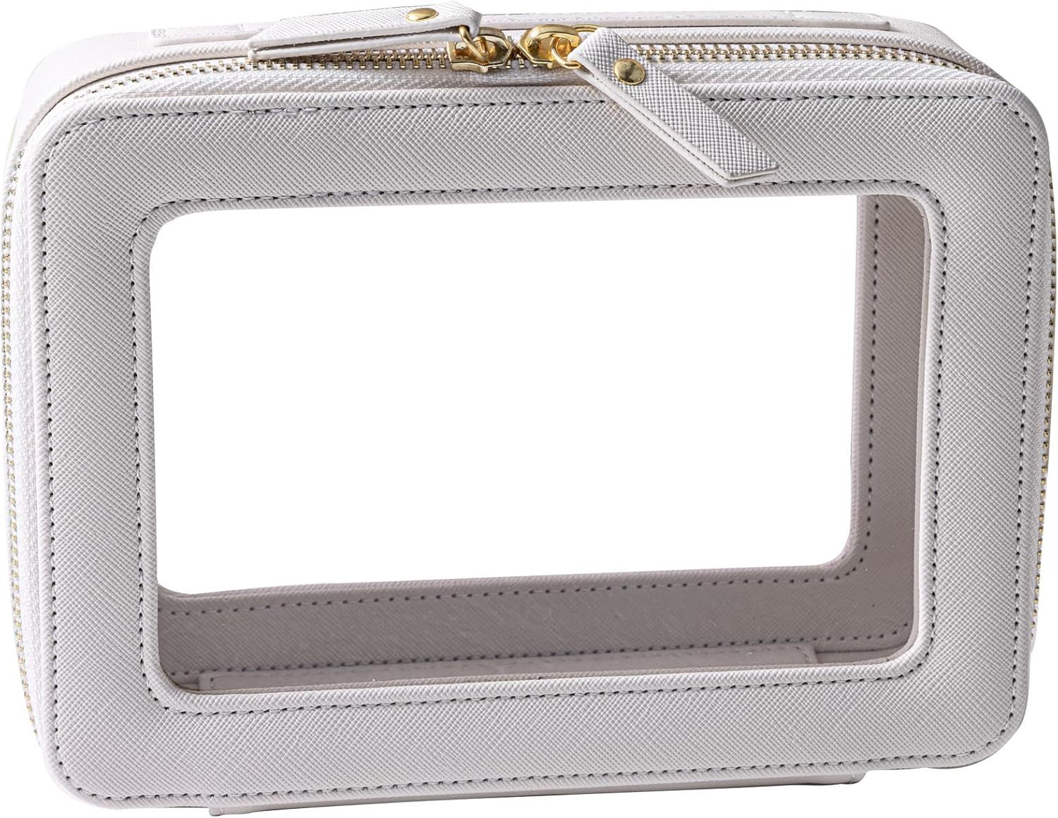 SANHECUN Toiletry bag waterproof cosmetic organizer with handle large opening for travelling car organizer (White)