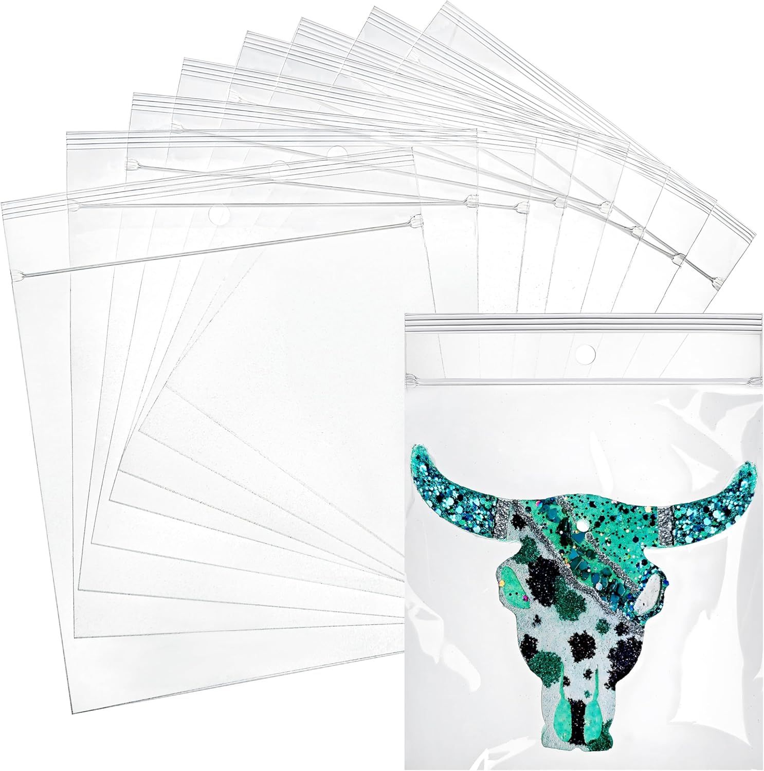 MUBYOK 6" x 6" Ultra Clear Plastic Reclosable Zip Bags for Car Freshie-Polypropylene Bags with Hang Hole for Display-2 mil Thick with Resealable Lock Seal Zipper(Pack of 100)