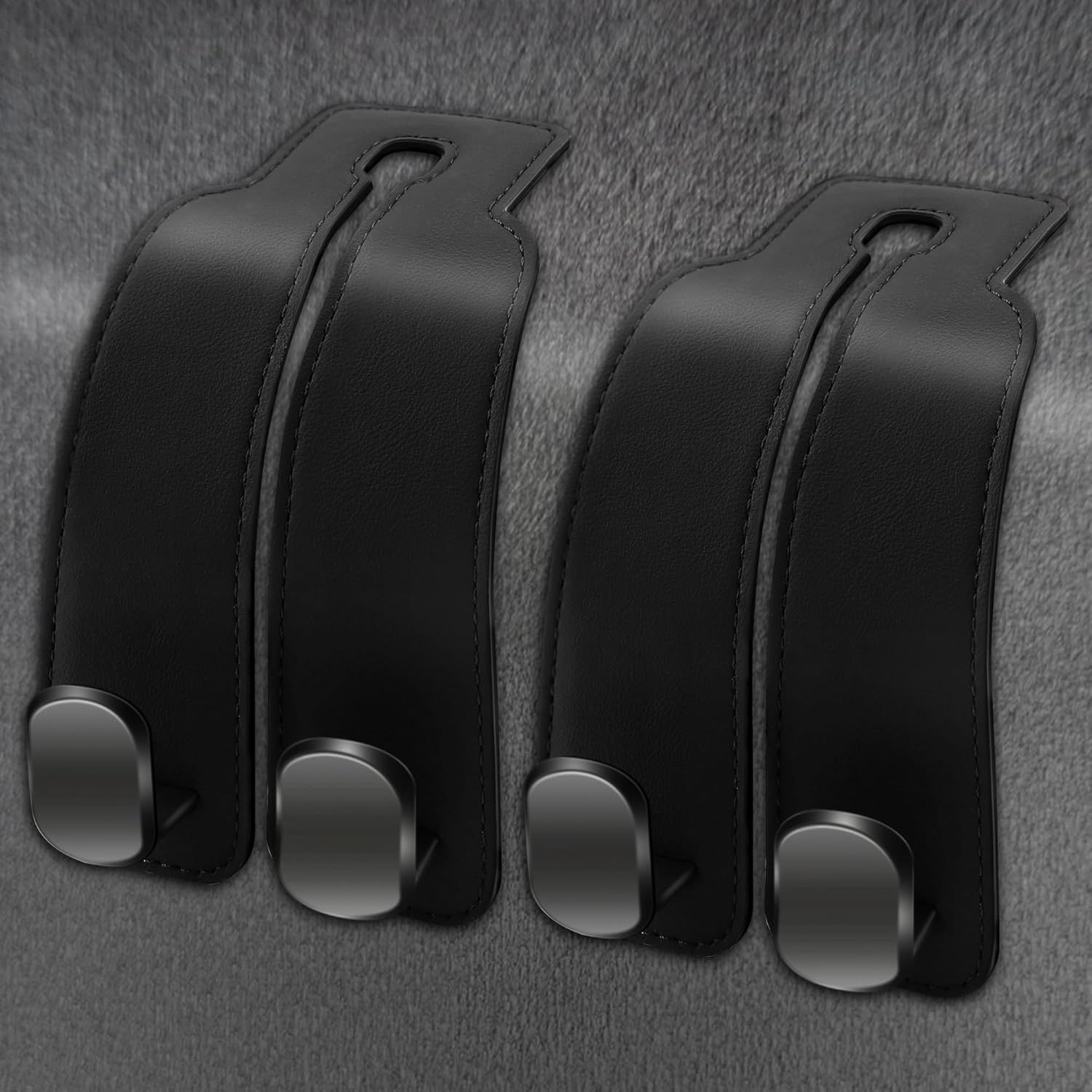 Amelity Headrest Hooks for Car, Car Purse Hook, Car Hooks for Purses and Bags Cute, Car Seat Hook (2 Pack, Black)