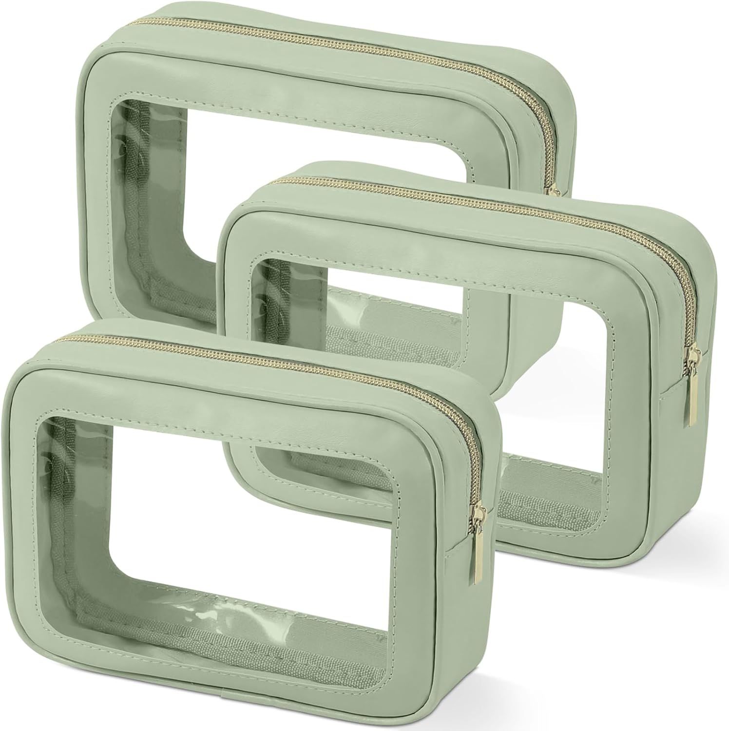 3PCS Clear Toiletry Bag,TSA Approved Travel Makeup Pouch with Zipper for Cosmetics and Toiletries，Diaper Bag Organizer Pouch Set，Women's Purse Organizer and Clear Car Bag