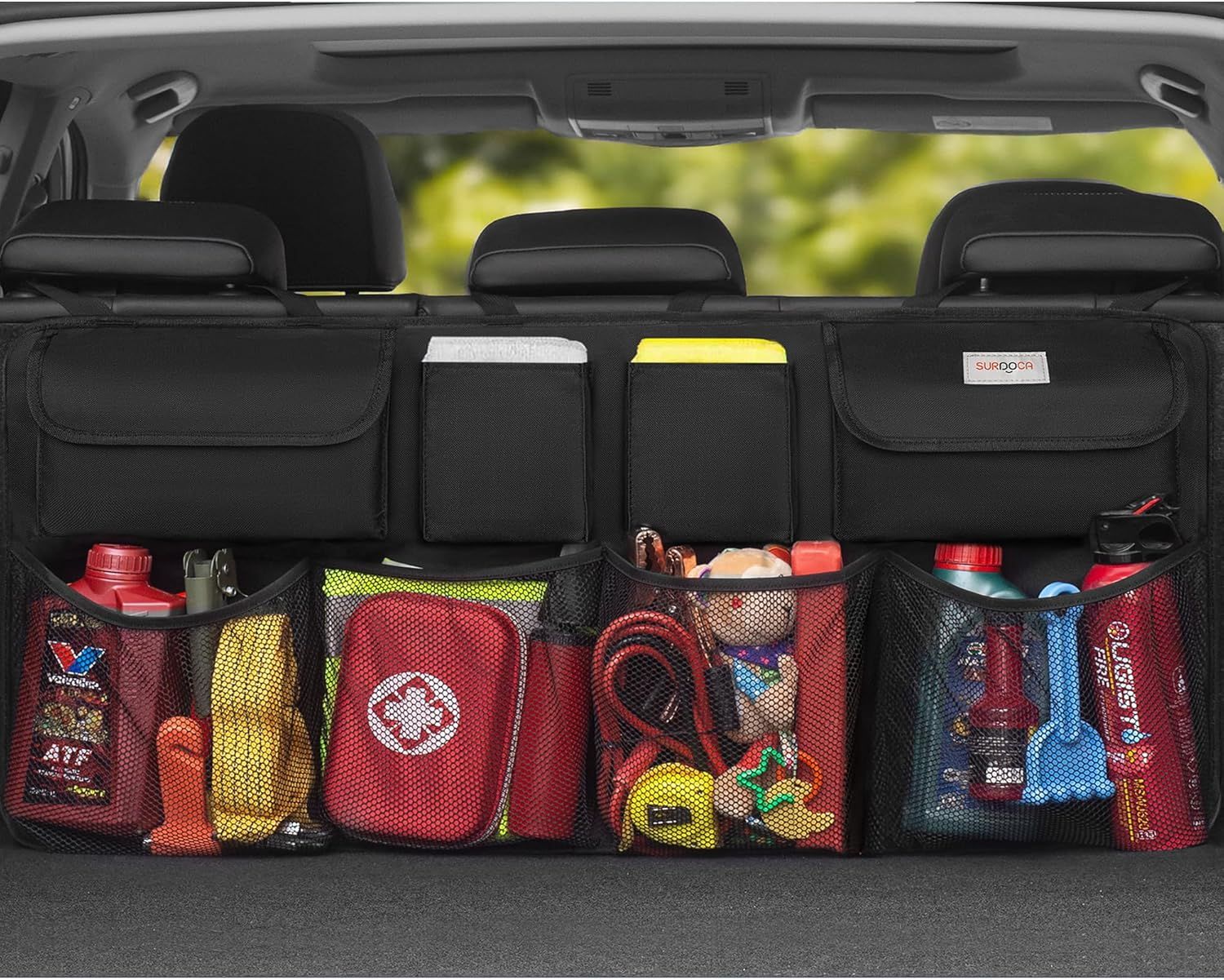 SURDOCA Car Trunk Organizer, LARGE CAPACITY(43 x 19 in) Car Storage Bag with 8 Pockets, 7X Upgraded Trunk Storage Organizer for Car, SUV, Truck, MPV