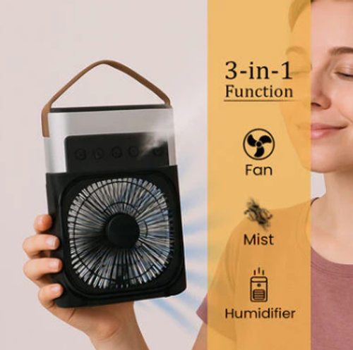 Portable Mist Fan With Air Cooling Effect & Colorful Lights