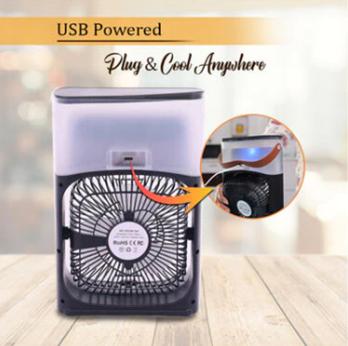 Portable Mist Fan With Air Cooling Effect & Colorful Lights