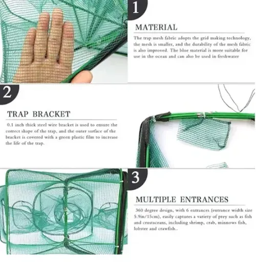 🐟 Reinforced fishing net, automatic folding