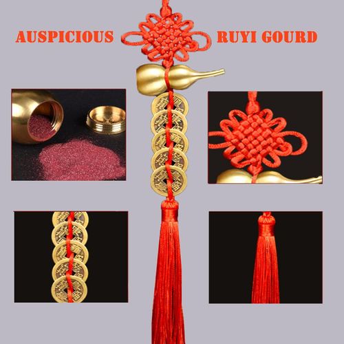 🪔Brass Feng Shui Gourd🇨🇳5-Coins Wealth Charm Deco(4pcs)