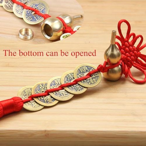 🪔Brass Feng Shui Gourd🇨🇳5-Coins Wealth Charm Deco(4pcs)