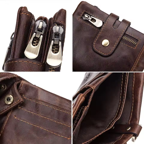 Men's Vintage Bifold Wallet with Chain